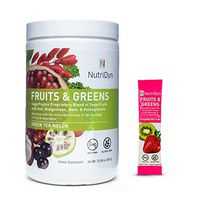 Nutri-Dyn Dynamic Fruits and Greens Powder, Green Tea Melon, Certified Organic Fruits and Vegetables, 50 Superfoods, 10.8 Ounce, Includes Sample to-Go Packet