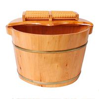 Foot Spa Wooden Tub,Foot Basin Wooden Bucket，Solid Wood Foot Soaking Barrel，Thicken Wooden Tub，Wooden Foot Bath Barrel，Cypress Wood Foot Bucket (Color : A)