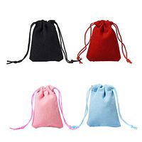Fashewelry 100 Pack Mixed Colors Drawstring Velvet Bags 1.97x2.76" Wedding Party Favor Jewelry Candy Storage Gift Packaging Small Pouches