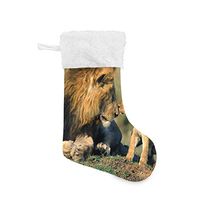 Personalized Christmas Stocking Father's Day Handsome Lion Wallpaper Santa Xmas Tree Decor Socks Gift Kids Fireplace/Restaurant/Hotel/Club/bar