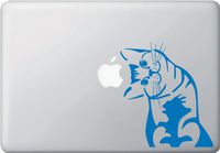 Cat - Whatcha Doin? - I Can Haz? - Macbook or Laptop Decal - (MIRRORED - LEFT) (5.5"w x 6"h) (Color Variations Available) (BLUE)