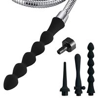 Connecting Shower Tube Silicone Enema Nozzle Attachment 3Piece Set Cleaning Anal (3-Piece Black)
