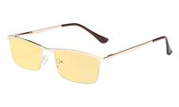 Eyekepper Blue Light Blocking Reading Glasses Half-Rim Computer Readers Eyeglasses-Digital Eyewear-Amber Tinted Lens Reading Glasses (Gold, 2.00)