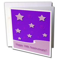 Happy 10th Anniversary, Lavender Stars on Purple - Greeting Cards, 6 x 6 inches, set of 12 (gc_34326_2)