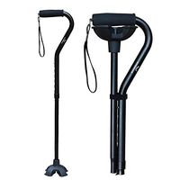 KingGear Adjustable Cane for Men & Women - Lightweight & Sturdy Offset Walking Stick - Mobility Aid for Elderly, Seniors & Handicap (Black)