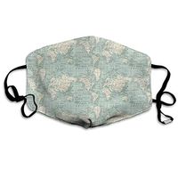 NOT Soft Blue and Cream Map Adult Unisex Washable Reusable Cotton Blend Anti Dust Mouth Mask in Packs(Non-Medical Masks)
