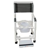MJM International 118-3TW-SF-SQ-PAIL Standard Shower Chair with Slide Out Footrest and Commode Pail, Royal Blue/Forest Green/Mauve
