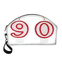 90th Birthday Decorations Small Portable Cosmetic Bag,Burning Birthday Candles in Red and White Desert Pastry For Women,Half Moon Shell Shape One size