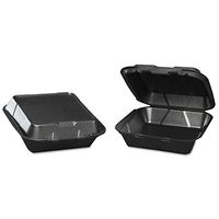 GNPSN2403L - Genpak Snap-it Foam Hinged Carryout Container, Medium, Black, 8-1/4x8x3, 100/bag