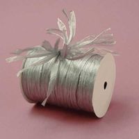 Silver Metallic Raffia Ribbon, 1/4" X 100 Yards