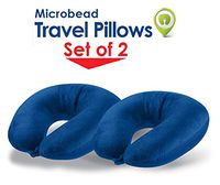Cloudz (Set of 2) Microbead Travel Neck Pillows - Blue