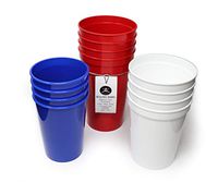 Rolling Sands 12 Pack Reusable Plastic Stadium Cups, Multipack of 3 Cup Sizes - 12oz, 16oz, 22oz – Made in USA, BPA-Free, Dishwasher Safe Plastic Tumblers - Set Includes 4 Patriotic Cups of Each Size