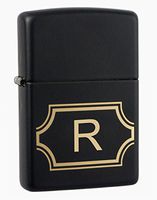 Zippo Black Matte with Nameplate Windproof Lighter with Initial"R"