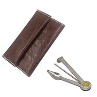 Leather Tobacco Pouch Case Cigarette Storage Bag Rolling Papers Holder Wallet with Free 3 in 1 Accessories (Dark Brown)