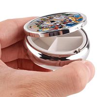 Disney Wallpaper Paintings Custom Round Silver Pill Box Pocket 2.1 inches Medicine Tablet Holder Organizer Case for Purse