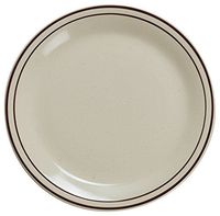 Yanco BR-9 Brown Speckled Plate, 9.5" Diameter, China, American White Color, Pack of 24