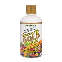 NaturesPlus Source of Life Gold Liquid - 30 fl oz - Tropical Fruit Flavor - Daily High Potency, Organic Whole Food Multivitamin, Prebiotic Complex - Vegetarian, Gluten-Free - 30 Servings