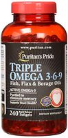 Puritans Pride Triple Omega 3-6-9 Fish, Flax & Borage Oils, 240 Count