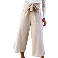 CCatyam Plus Size Pants for Women, Yoga Trousers Wide Leg Lace Solid Loose Casual Fashion Beige