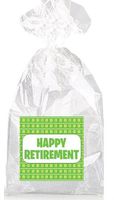 Green Happy Retirement Party Favor Bags with Ties - 12pack