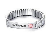 HUANIAN Free Engraving-Unisex Stainless Steel Medical Alert ID Stretch Bracelet for Men and Women