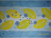 Yellow, Green & Blue Leaves/Flowers "Hello" Note Cards w/ Envelopes - Set of 8