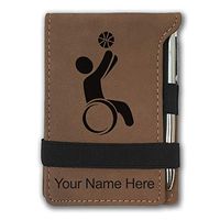 Mini Notepad, Wheelchair Basketball, Personalized Engraving Included (Dark Brown)