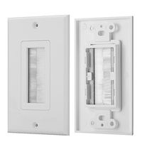 HONGYE Single Gang Brush Cable Pass Through Insert Switch Device Mount Decorative Wall Plate for Home Installations HDTV HDMI Home Theater Systems (White)