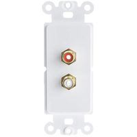 GOWOS Decora Wall Plate Insert, White, RCA Stereo Couplers (Red/White), 2 RCA Female