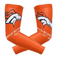 Denver Broncos Cooling Arm Sleeve (Pair) - Elbow Brace Support Sun UV Protection for Men & Women - Sports Sleeves for Basketball Baseball Softball Volleyball