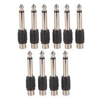 10pcs 6.35mm 1/4" MONO to RCA Plug Audio Adapter AV Female Nickel-Plated