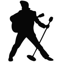 SoCool - The King of Rock and Roll Silhouette - Vinyl 4" tall (color: BLACK) decal laptop tablet skateboard car windows sticker