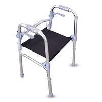 LTLHXM Walking Frame with Ergonomic Handle and Flip Up Seat Ultra Lightweight Folding Adjustable Height Mobility Aid Helps with Walking Independently Elderly Grandparents Disabled Injured