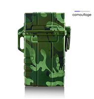Alician Slim Cigarette Case Box with USB Electronic Lighter Waterproof Cigarette Holder 20pcs Capacity Camouflage