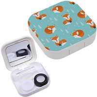 Portable Contact Lens Case Box Travel Kit Mirror + Bottle + Tweezers Container Holder [ Fox ]
