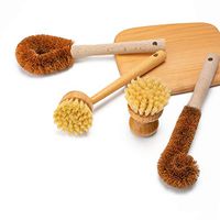Wood Dish Brush, Natural Cleaning Brush Set for Vegetable and Bottle, Zero Waste & Biodegradable Eco-Friendly Dish Scrub Brushes 4PCS
