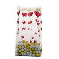 10ct. Valentine"Ribbon Hearts" 4x2x9" Medium Cello Cellophane Treat Food Snack Bags ngKE -1576