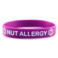 Nut Allergy ID Bracelet Wristband - Purple - 6 Inches