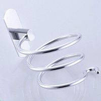 LOSYU Anodized Aluminum Hair Dryer Rack, Antirust Hair Dryer Holders, Bathroom Shower Organizer Nail-Free Glue Or Punching Installation Ultra-Light (Color : Silver)