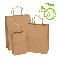 Durables Kraft Paper Bags 75 Pack - Brown Paper Bags with Handles bulk- 3 Sizes 5x3.75x8, 8x4.5x10,10x5x13 25pcs each. Gift Bags, Shopping Bags with Handles, Craft Bags