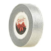 Star Quality 1-inch Glitter Ribbon for Gift Wrapping, Wedding Holiday Home Decorative Ribbon, DIY Projects (Silver, 1 Inch)