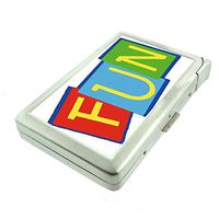 Fun Em2 Hip Silver Cigarette Case With Built In Lighter 4.75" X 2.75" Id Holder Metal Wallet RFID Protection
