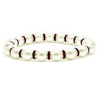 Accents Kingdom Women's Magnetic Hematite White Tuchi Simulated Pearl Bracelet with Simulated Garnet Crystal, 7.5"