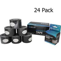 Kinesiology Tape-Waterproof Physio Tape for Athletic Sports and Recovery, Therapeutic Elastic Tape, Beige, Latex Free, Breathable Muscle & Joint Support, 16.4ft Uncut Roll, Stripe Type 24pack（Black）
