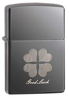 Zippo Good Luck Laser Fancy Fill Black Ice Pocket Lighter, One Size