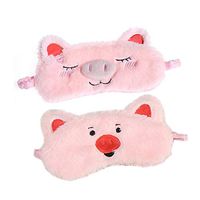 Shinywear Cute Animal Eye Mask Soft Plush Sleep Masks for Women Girls Kids Funny Horned Sleeping Eye Shade Cover Blinder Home Traveling (2 Pcs Pink Pigs)