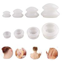 4pcs Moisture Absorber Silicone Massage Cups for Traditional Chinese Full Body Massage with Chinese Massage Roller (White, Medium Chinese Massage Roller)