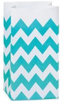 CakeSupplyShop CK79P- 25/set Turquoise & White Chevron Stripes - All-occasion Paper Favor Gift Bags - 4lb - 5x3-1/8x9-5/8"