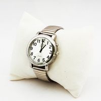 One-Button Talking Watch with Alarm - Silver w/Silver Face-Male-Expansion Band