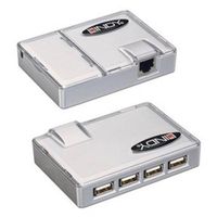 LINDY USB Extension CAT5 USB Extender with 4 Port USB 1.1 Hub (42802)